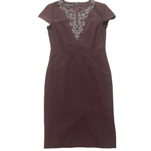 LAFAYETTE 148 NEW‎ YORK Dress Sz 2 beaded deep purple wedding cocktail party